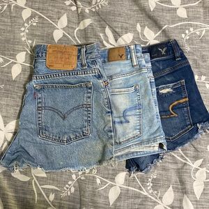 High rise denim shorts